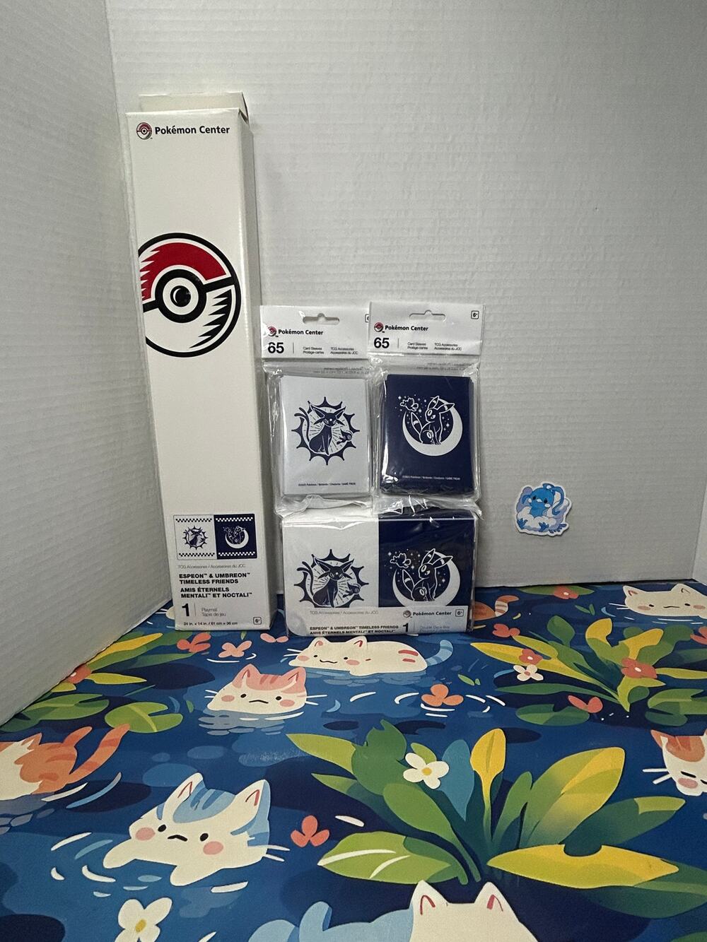 Pokemon Playmat & Deck Shield Espeon & Umbreon Timeless Friends 65 Sleeves New